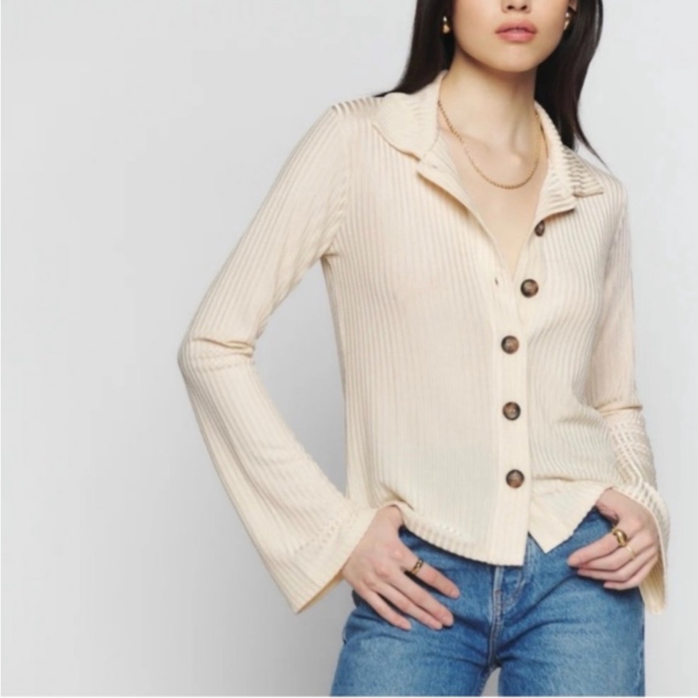 Reformation Cream Button-Up Women's Top